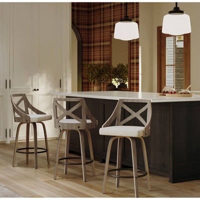 Charlotte 19" Dark Gray Wood Swivel Counter Stool, Set of 2
