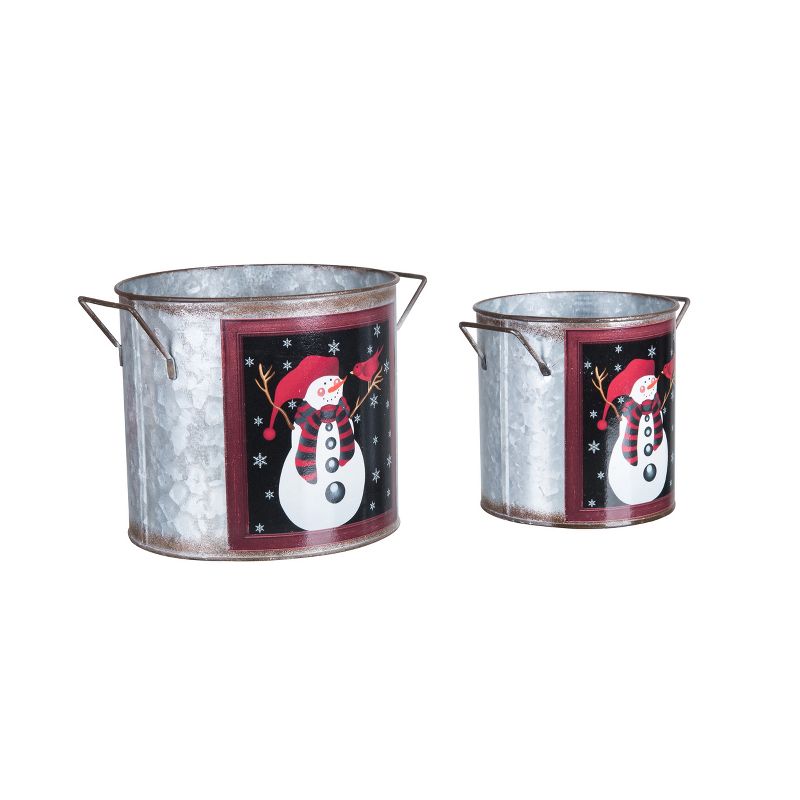 Transpac Metal 8.5 in. Multicolor Christmas Snowman Nesting Container Set of 2, 2 of 4