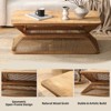 Kumasinova 43.31" Mid-Century Rectangle Coffee Table,Bohe Wood Side Table with Woven Bamboo Base,Modern Center Table for Living Room ,Antique Natural - 3 of 4