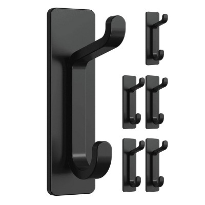 LunaLulinlk Door Hook, Extra Sticky 10LB Max, Black Self-Adhesive Wall Hanger for Towel, Coat, Purse, Bathroom & Kitchen