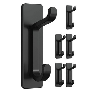 LunaLulinlk Door Hook, Extra Sticky 10LB Max, Black Self-Adhesive Wall Hanger for Towel, Coat, Purse, Bathroom & Kitchen - 1 of 4
