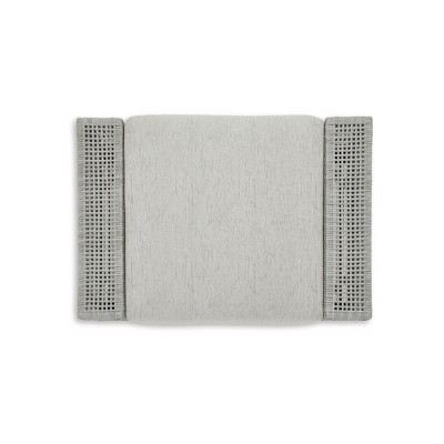 Gray Resin Wicker Outdoor Ottoman with Cushion