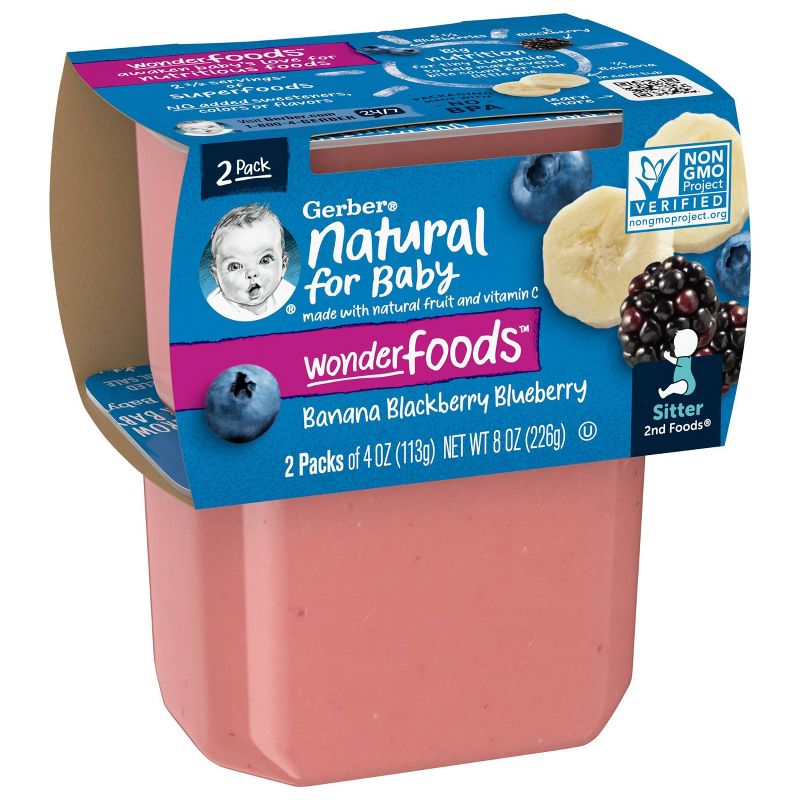 Gerber Sitter 2nd Food Banana Blackberry &#38; Blueberry Baby Food Tubs - 2ct/4oz Each, 3 of 7