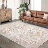 Washable Area Rug - Vintage Low Pile Soft Carpet w/ Rubber Backing for Living Room, Bedroom, Office - 2 of 4