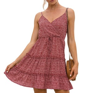 Anna-Kaci Women's Sleeveless V-Neck Mini Dress with Adjustable Spaghetti Straps and Tiered Ruffle Hem - 1 of 4