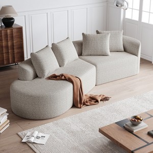 VASIP 112" Modern Oversized Sectional Sofa - 4-Seater Upholstered in Soft Chenille, Free-Form Curved Design - Living Room,Bedroom - 1 of 4