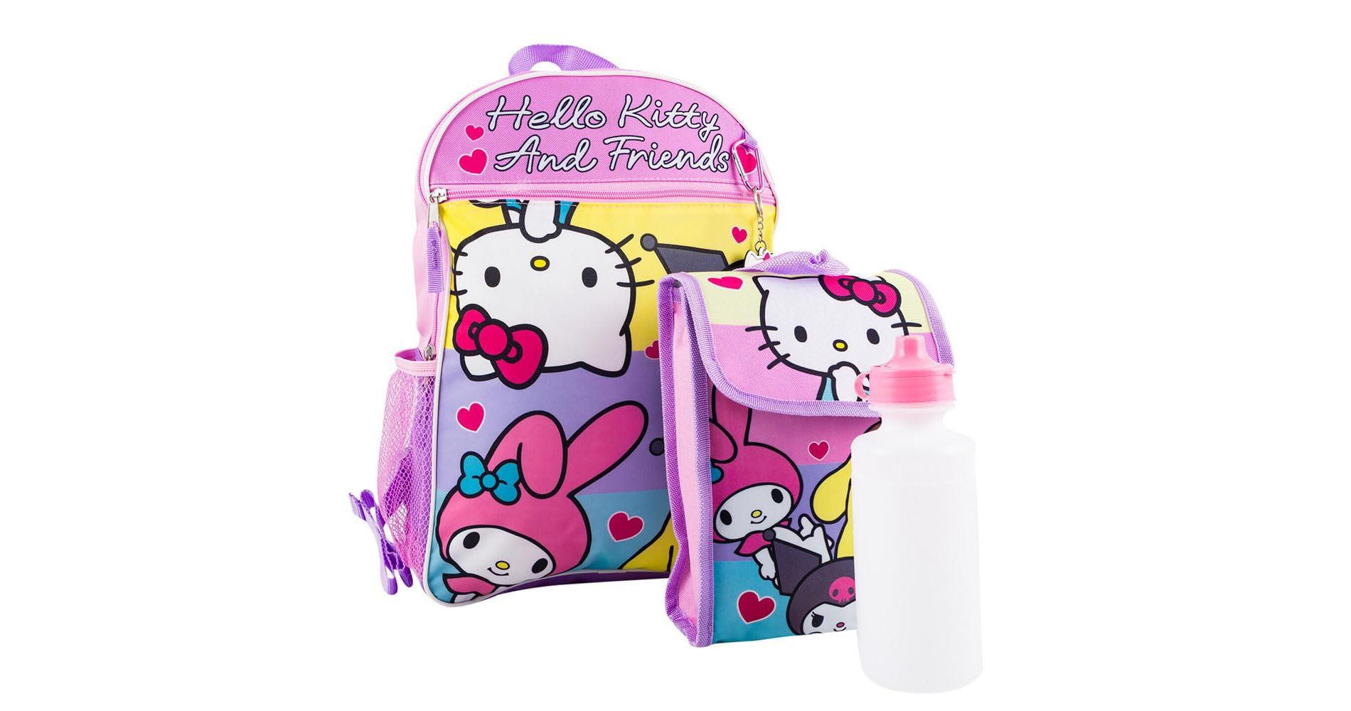 Fast Forward Hello Kitty Backpack and Lunch Bag Set Officially Licensed 5 Piece School S Accessories for Girls