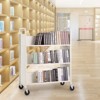 VEVOR Book Cart, 330 lbs Library Cart, 39.4" x 20.1" x 49.2" Rolling Book Cart, Double Sided W-Shaped Sloped Shelves with 4-Inch Lockable Wheels - 2 of 4