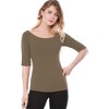 INSPIRE CHIC Women's Half Sleeves Scoop Neck Fitted Layering Soft T-Shirt - 2 of 4