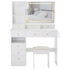 Homy Casa Vanity Table with Lighted Mirror, Stool and Storage Drawers for Bedroom or Dressing Room - 2 of 4