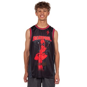 Seven Times Six Marvel Deadpool Basketball Jersey Men's Dead Baller Athletic Gym Tank Top Black - 1 of 4