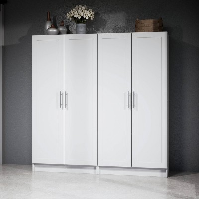 White Tall Utility Storage Cabinet with Adjustable Shelves