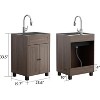 VINGLI 24 Inch Laundry Sink with Cabinet and Pull-Out Sprayer Faucet, Stainless Steel Utility Sink with Cabinet and Drawer Combo, Brown - 2 of 4