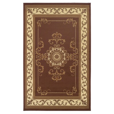 Traditional Medallion Floral Scroll Border Indoor Runner or Area Rug by Blue Nile Mills