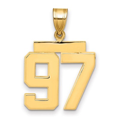 Black Bow Jewelry 14k Yellow Gold, Athletic Collection Medium Polished Number 97 Pendant