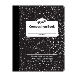 Pacon Composition Book, Black Marble, 9/32" Ruled w/ Margin, 9-3/4" x 7-1/2", 100 Sheets (Pack of 6) - 1 of 1