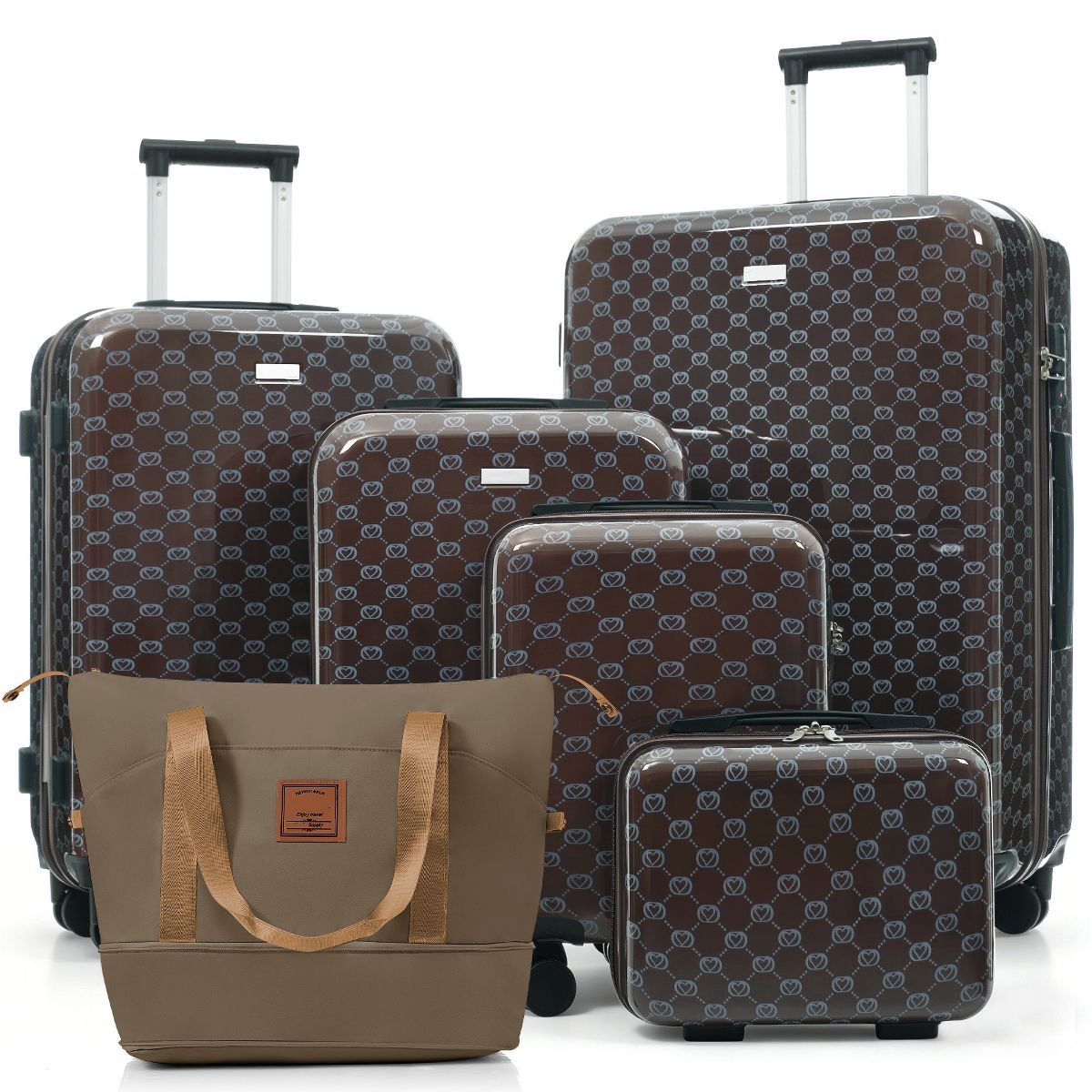 Polibi Hardside Luggage Set of 6, 14"/16"/20"/24"/28" ABS Spinner Wheels Suitcases with Expandable Travel Bag - thumbnail 10