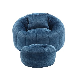 Cesicia Modern Extra Large Round Bean Bag Chair with Footrest, Chenille Fabric Lazy Sofa with Pillow, for Indoor use - 1 of 4