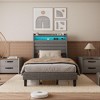 Bed Frame with USB Charging Station & LED Lights, LED Platform Bed with 2-Tier Upholstered Storage Headboard, Sturdy Wood Support, - 3 of 4