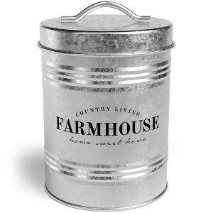 Amici Home Farmhouse Galvanized Metal Canister - 76 Oz. Ribbed Dry Goods Storage Jar with Lid Handle and Tight Seal, Rustic Food Storage Container - 1 of 4