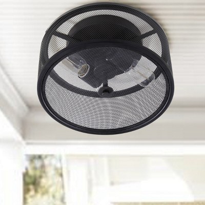 Matte Black Contemporary Mesh Metal 11.75" Flush Mount Ceiling Light