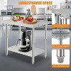 36"x24" Stainless Steel Prep Table, Stainless Steel Workbench, 662 lbs Load Capacity, 3-Stage Adjustable Shelf, with Hook, Arc Corner Edge - 3 of 4