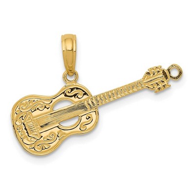 Black Bow Jewelry 14k Yellow Gold Classical Guitar Pendant