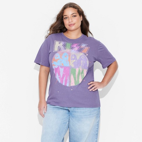 Women's KISS Short Sleeve Graphic T-Shirt - Purple - image 1 of 3