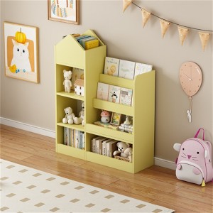 YONWAY Wood Kids Wooden Bookshelf, Kid's Bin Storage Unit with 6 Compartments 2 Baskets Bins Toys Box Organizer for Books, Toys Shelf - 1 of 4