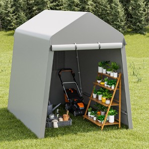 6X8 Ft Outdoor Portable Storage Shelter Shed with Rolled Up Zipper Doors & Vents, Heavy Duty Carport for Motorcycle Waterproof, Portable Garage Tent - 1 of 4