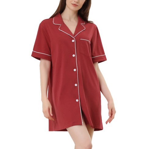 Cheibear Women's Notched Collar Button Down Pajama Shirt Dress Nightgowns :  Target