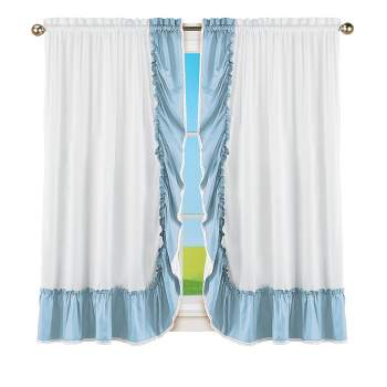 Collections Etc Ruffled Edge Lace Trim Window Curtain Drapes, Single Panel,