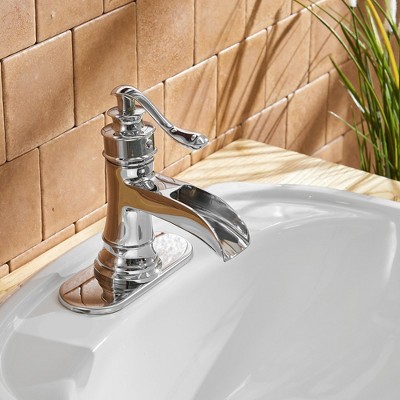 Polished Chrome Single-Handle Waterfall Bathroom Faucet