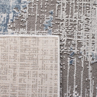 Gray and Blue Abstract Washable Rectangular Area Rug
