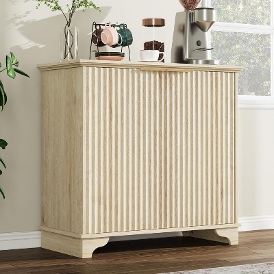 Fluted Buffet Sideboard with Storage, Modern Coffee Bar Cabinet with Adjustable Shelves, Kitchen Hutch
