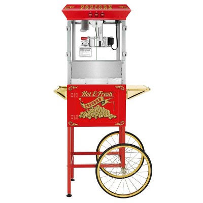 Great Northern Popcorn Popper Machine and Cart – 30.3" x 20.9" x 59.8", Red/Gold