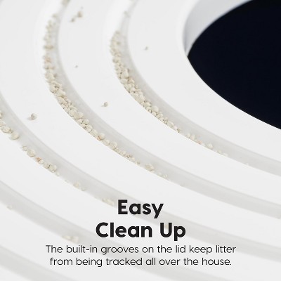 Navy and White Round Top Entry Cat Litter Box with Scoop