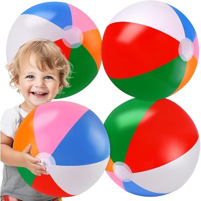 KUYOTQ 4-piece set of 20 inch beach balls - large rainbow beach ball inflatable swimming pool toy for summer beach water games