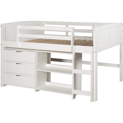 Donco Kids Louver Twin White Modular Low Loft Bed - Group C
