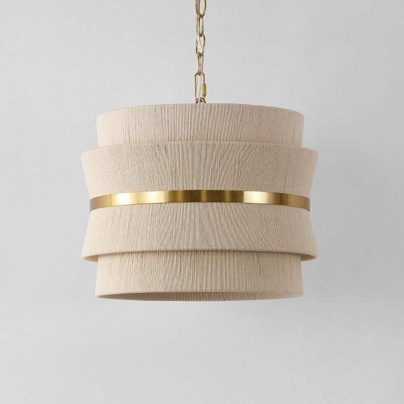 Willa 3 Light 16 Inch Pendant - Bleached Natural/Brass Gold - Safavieh, 3 of 7