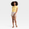 Women's "La Dolce Vita" Pointelle Short Sleeve Graphic Baby T-Shirt - Light Yellow - 3 of 3