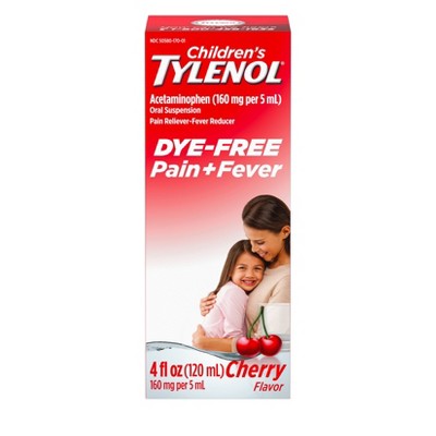 Image of Children's Tylenol Dye-Free Pain + Fever Relief Liquid - Acetaminophen - Cherry - 4 fl oz