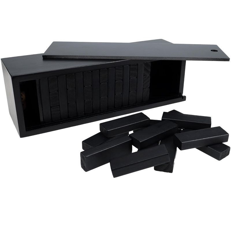WE Games Black Wooden Blocks Stacking Tower Game with Black Wooden Box, 12 in., 3 of 9