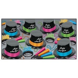 Beistle New Year Neon Legacy Assortment for 50 guests includes 100 items Multicolored - 1 of 2