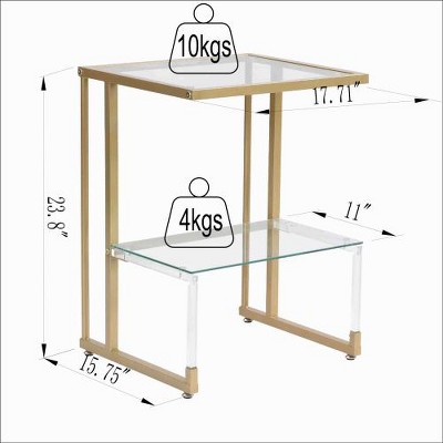 Anybear 2-Tier Acrylic Glass End Table