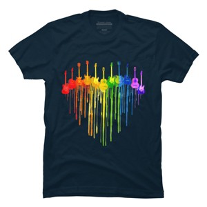 Design By Humans Guitar Heart Music Pride By ToruSanogawa T-Shirt - Navy - Medium - 1 of 2
