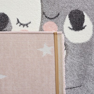 Pink and White Koala Design Kids Area Rug, 6'7" x 9', Synthetic