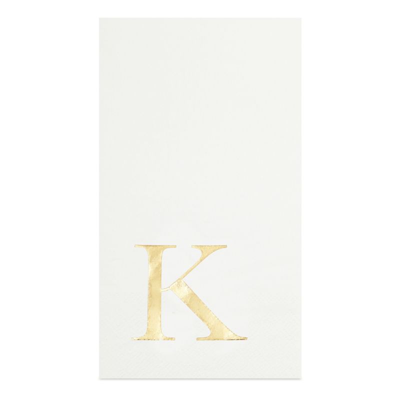 Sparkle and Bash 100 Pack Gold Foil Initial Letter K White Monogram Paper Napkins for Dinner Party, 4 x 8 In, 4 of 8
