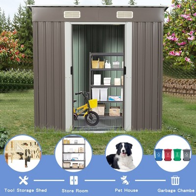 6ft x 4ft Dark Brown Metal Outdoor Storage Shed