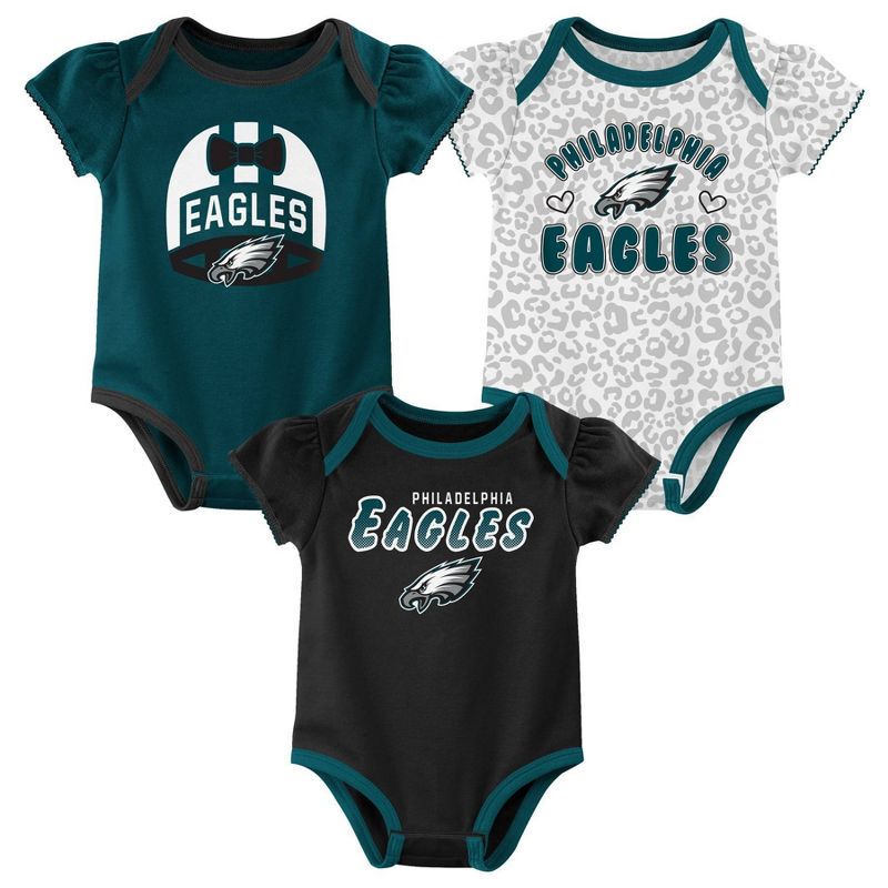 NFL Philadelphia Eagles Baby Girls&#39; Onesies 3pk Set, 1 of 5